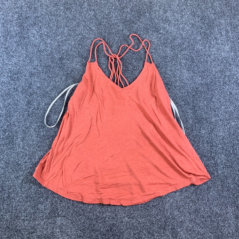 RVCA Tank Top Womens XS Coral Athleisure Curved Hem Strappy Back Detailed V Neck